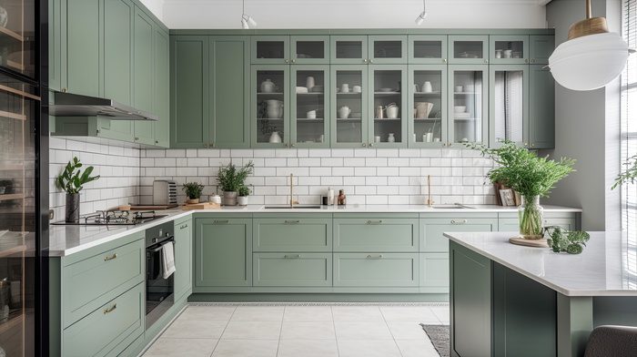 a modern kitchen with high quality cabinets